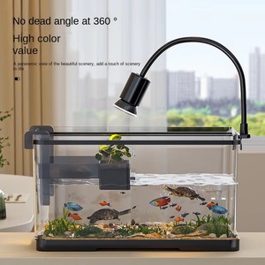 Tanque de peces para sala de estar, pequeño acuario doméstico, almacenamiento de escritorio multifuncional, paisaje de escritorio, caja de almacenamiento para acuario - Product Image 3