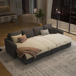 European Popular Dark Gray Convertible Living Room <strong>Sofa</strong> Folding <strong>Sofa</strong> <strong>Bed</strong> Soft Velvet Up-holstered <strong>Sleeper</strong> Couch <strong>with</strong> Storage - Product Image 1