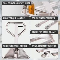 Transpaleta Hidráulica de Acero Inoxidable con Capacidad de 2000/2500/3000 kg, Producto OEM con Carro de Compras de Tres Ruedas