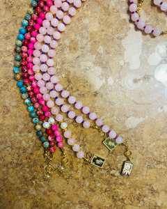 قلادة مطرزة بالخرز الوردي مع قلادة مصنوعة يدويًا عالية الجودة مقاومة للماء مجوهرات آلهة الشتاء قلادة مطرزة - Product Image 5