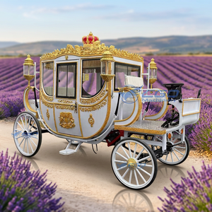 Calèche de luxe électrique à 4 roues en acier, style cheval, pour mariage, bal de promo, balade panoramique, calèche de princesse Cendrillon, pneus en caoutchouc massif - Product Image 1