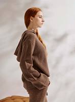 Fabricant OEM ODM de cachemire, pull à capuche en tricot côtelé vintage, pantalon pour femmes automne-hiver