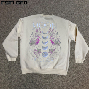 <span class=keywords><strong>Felpa</strong></span> da uomo con cappuccio oversize a maniche corte in cotone luna fasi mistiche fiori <span class=keywords><strong>felpa</strong></span> in cristallo - Product Image 1