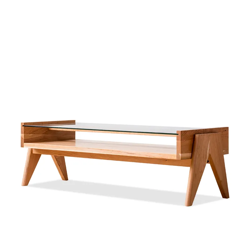 TPZ076ขายส่ง Funiture การออกแบบที่ทันสมัยโต๊ะกระจกสไตล์ไม้ชุดโต๊ะชาห้องนั่งเล่นโต๊ะกาแฟ