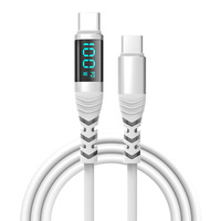 Câble de charge rapide USB C vers USB C 100W avec affichage numérique, câble de données en silicone pour téléphone portable et ordinateur portable