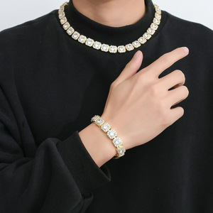 Fashion sterling silver <strong>white</strong> <strong>gold</strong> 13mm <strong>diamond</strong> tennis <strong>chain</strong> hip hop <strong>men</strong> moissanite jewelry - Product Image 2