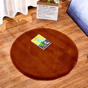 Thick Plush Faux Rabbit Fur <b>Round</b> Rug 91-100 Polyester Fiber <b>Cushioned</b> Living Room Bedroom Mat Solid Color Custom Made - Product Image 4