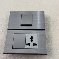 Interruptor de Pared Eléctrico de Aluminio, Color Gris, Elegante, Estándar Estadounidense, 1/2/3/4 Vías, 2 Posiciones, 10A/20A, Universal