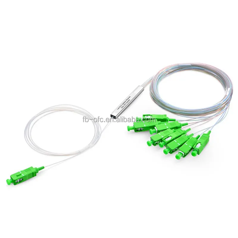 Séparateur PLC fibre optique 1X2 1X4 1X8 1X16 1X32 1X64 type de Tube en acier avec connecteur SC/APC 1:8 séparateur PLC fibre optique 1*16