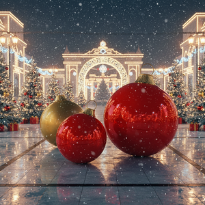 Boule de Noël géante en fibre de verre de 200 cm, ornement extérieur résistant aux intempéries, grande sphère décorative pour centres commerciaux et aménagements paysagers - Product Image 1