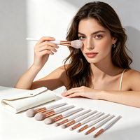 Lot de 11 pinceaux de maquillage synthétiques doux et moelleux, véganes, pour fond de teint, fard à joues et fard à paupières, kit de pinceaux cosmétiques, marque privée
