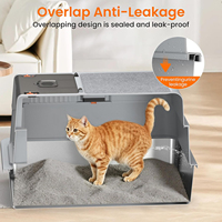 Bac à litière pour chat extra large à parois hautes, entièrement fermé, en métal, avec griffoir et pelle pour plusieurs chats