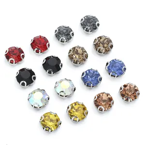 Hot selling 10mm round 4D claw hollow claw hand sewn glass rhinestone DIY decorative women footwear embellishment