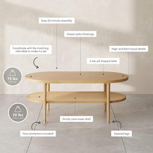 Mesa de Centro Combohome para Sala de Estar, Mesa de Centro Redonda de Madera Maciza, Mesa Esquinera, Tamaño Personalizable - Product Image 3