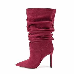 Offres Spéciales Slouch sans lacet femmes chaussette <span class=keywords><strong>bottes</strong></span> Faux <span class=keywords><strong>daim</strong></span> Sexy talon haut dames hiver mi-mollet <span class=keywords><strong>bottes</strong></span> - Product Image 4