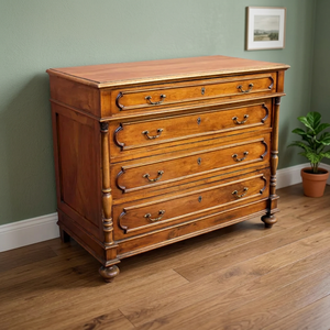 Classic Chipendale Solid Mahogany Wood Drawer <b>Chest</b> with 5 Drawers Traditional Bedroom & Living Room <b>Storage</b> Furniture - Product Image 1