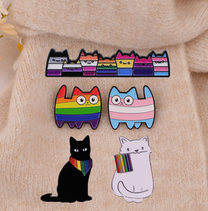 5 Styles arc-en-ciel fierté drapeau émail broches coloré revers Badges chats personnalisés dessin animé Lgbt doux émail broches - Product Image 1