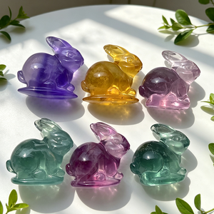 Vente en gros de sculptures de papillons féériques en fluorite naturelle de 2-3 cm, styles variés, mini sculptures d'animaux en pierres précieuses (chat, <span class=keywords><strong>chien</strong></span>, lapin) pour cadeau - Product Image 2