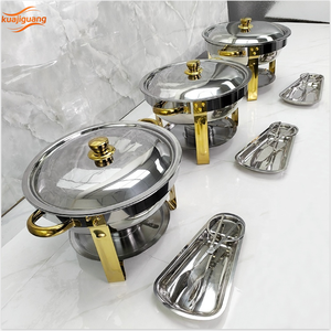 Ensemble de réchauds ronds en acier inoxydable pour traiteur, service de buffet - Product Image 6