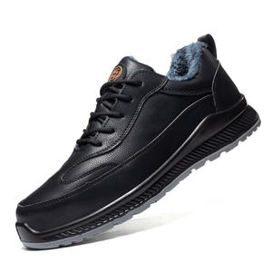 Chaussures de sécurité en cuir pour hommes, basses, avec embout en acier recouvert de plastique, isolées, légères, résistantes aux chocs, pour travaux de construction - Product Image 1