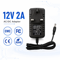 Adaptateur secteur AC/DC 24W avec protection contre les surtensions, prise UK 12V 2000mA, pour commutateur réseau et imprimante (vente en gros)