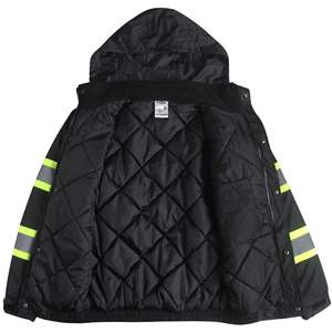 Veste de sécurité unisexe réfléchissante à haute visibilité à capuche en polyester avec détection d'aiguille Uniformes de protection améliorés - Product Image 5