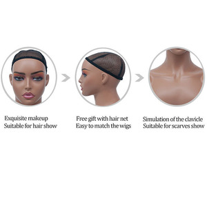 Maniquí de fibra de vidrio realista con cabeza de hombre afroamericano y hombros, para exhibición de pelucas y maquillaje, venta al por mayor - Product Image 4