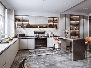 High Gloss Uv Mdf Board Linear <strong>Diy</strong> g Profile Handle Modern Style U Shape <strong>Kitchen</strong> <strong>Cabinets</strong> for Small Room