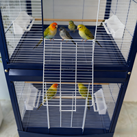Maison Design Volière Cage à Oiseaux sur Roues 2 en 1 Grande Cage à Oiseaux Convertible à 2 étages Cage Simple avec Roues