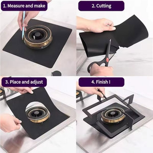 Protecteur de cuisinière à gaz réutilisable et écologique en PTFE 27x27cm, lavable, antiadhésif, facile à nettoyer, couvre-brûleur, protection de la surface de cuisson - Product Image 6