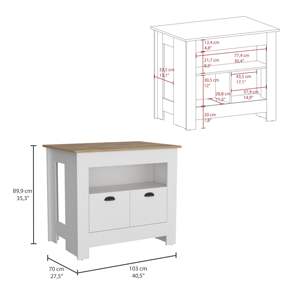 Carrito moderno de cocina DB Arlet con armario de madera de dos puertas y estante - Product Image 3
