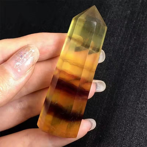 Vente en gros : Pointe de cristal naturel en forme de tour, pointe de fluorite jaune, obélisque, pointe de pierre précieuse en vrac pour l'artisanat et la décoration intérieure - Product Image 3