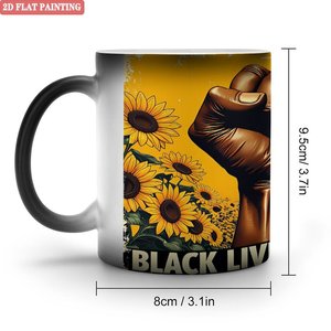 <b>Ceramic</b> Coffee Mug 11oz Heat Activated Color Changing <b>Cup</b> Black Frosted Design - Product Image 1