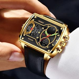 Reloj Digital Negro FOXBOX FB0009, Nuevo, en Oferta, Correa de Cuero Genuino, Cronómetro Luminoso, Reloj de Pulsera Moderno para Hombre - Product Image 3