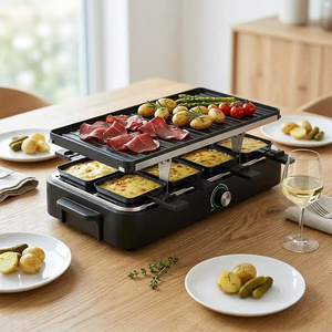 Grill à <span class=keywords><strong>raclette</strong></span> 1400W, grill électrique pour 8 personnes avec plaque en aluminium antiadhésive amovible, grill BBQ sans fumée pour l'intérieur, idéal pour les fêtes de famille - Product Image 5
