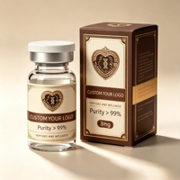 Ampoule de peptides avec étiquette en feuille d'argent, PET transparent, 3 ml, 5 ml, 10 ml, usage de recherche uniquement