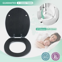 Siège de toilette ovale en bois moulé noir à fermeture douce avec charnière en alliage de zinc |   Siège de toilette
