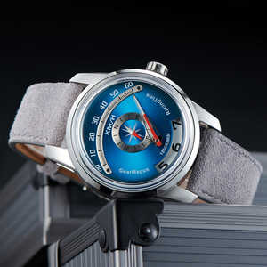 Montre mécanique homme Sw200 automatique avec heures sauteuses et minutes rétrogradées, verre saphir de luxe, bracelet en cuir lumineux - Product Image 5