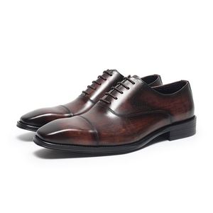 Chaussures en cuir pour hommes, style européen, bout carré, Oxford, confortables, légères, respirantes, pour le bureau et la carrière - Product Image 5
