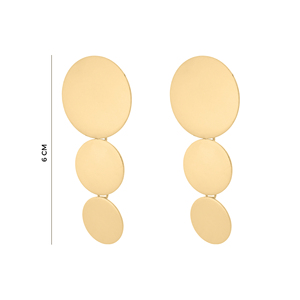 Pendientes de botón con diseño de disco triple lineal, acabado dorado cepillado, joyería de moda geométrica moderna para mujer - Product Image 6