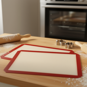 Paquete de 2 tapetes de silicona reutilizables para hornear, 16,5 x 11,6, rojo, apto para horno, apto para lavavajillas, para rebanadas de galletas, herramientas para hornear - Product Image 2
