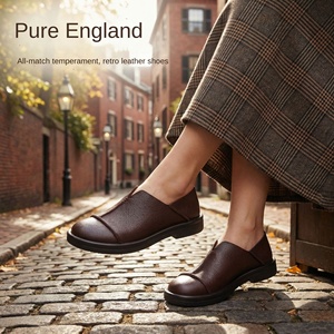 Fashionable Genuine Leather Women's <b>Shoes</b> for Spring and Summer, Casual and Versatile, <b>Soft</b> Soled Single <b>Shoes</b>, One Step on - Product Image 2