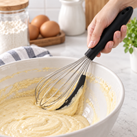 Fouet à œufs en acier inoxydable avec poignée TPR et spatule en silicone – Ustensile de cuisine manuel pour la pâtisserie – Offre spéciale