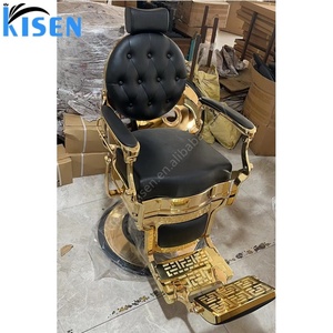 Fauteuil de Barbier Inclinable Classique Noir et Or de Haute Qualité, Style Antique Unique, de l'Usine Kisen Foshan, pour Salon de Coiffure - En Promotion - Product Image 2