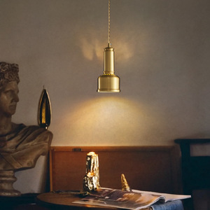 Nordic Style Single Head <b>Small</b> Pendant Light Retro All-Copper <b>Bar</b> Counter Dining Room Lamp Long Cord Creative American Style for - Product Image 3