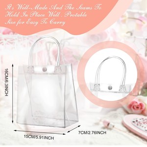 100 Bolsas de Regalo de <span class=keywords><strong>PVC</strong></span> Transparente Premium, Bolsas de Mano Transparentes con Asas Resistentes para Bodas, Fiestas, Baby Showers y Eventos - Product Image 4