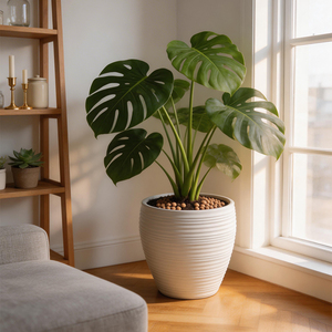Pot de fleurs sur pied de grande taille Yicai, moderne, en mélamine, pour arbre artificiel, rond, en plastique, durable, écologique, pour la maison <span class=keywords><strong>et</strong></span> le jardin - Product Image 2