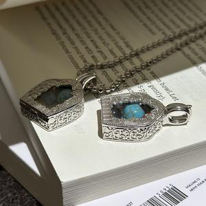 Pendentif en argent pur S925 de style tibétain rétro, nouveau collier simple de style chinois Tang Grass - Product Image 5