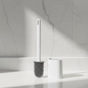 Ensemble de brosses <span class=keywords><strong>WC</strong></span> en plastique avec support à fixation murale, design moderne pour salle de bain, garantie 5 ans - Product Image 4