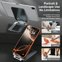 Support de téléphone et tablette en alliage d'aluminium mince, pliable, portable, multifonctionnel pour diffusion en direct, cours en ligne, études